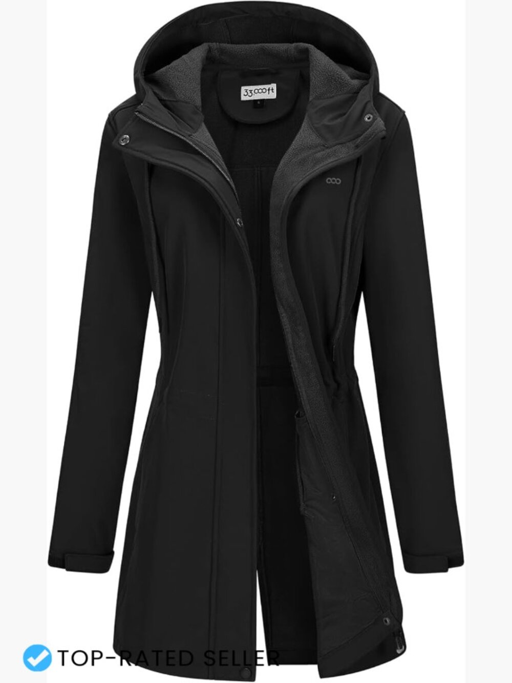 Women's Hooded Softshell Jacket Fleece Lined Waterproof Windproof Anorak